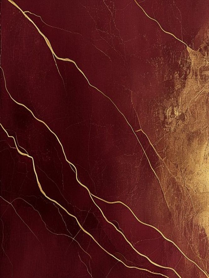 Meridian &mdash; minimalist gold line art on deep bordeaux